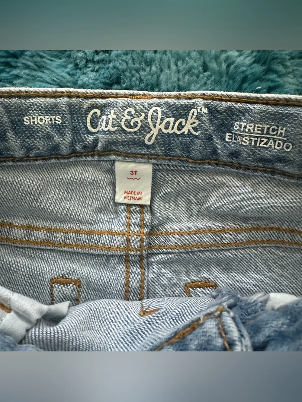 Cat & Jack Light Blue Embroidered Denim Fringe Shorts Size 3T